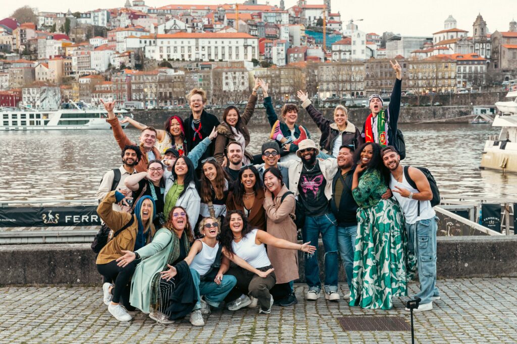 Contiki group trip photo of the group in Porto Portugal
