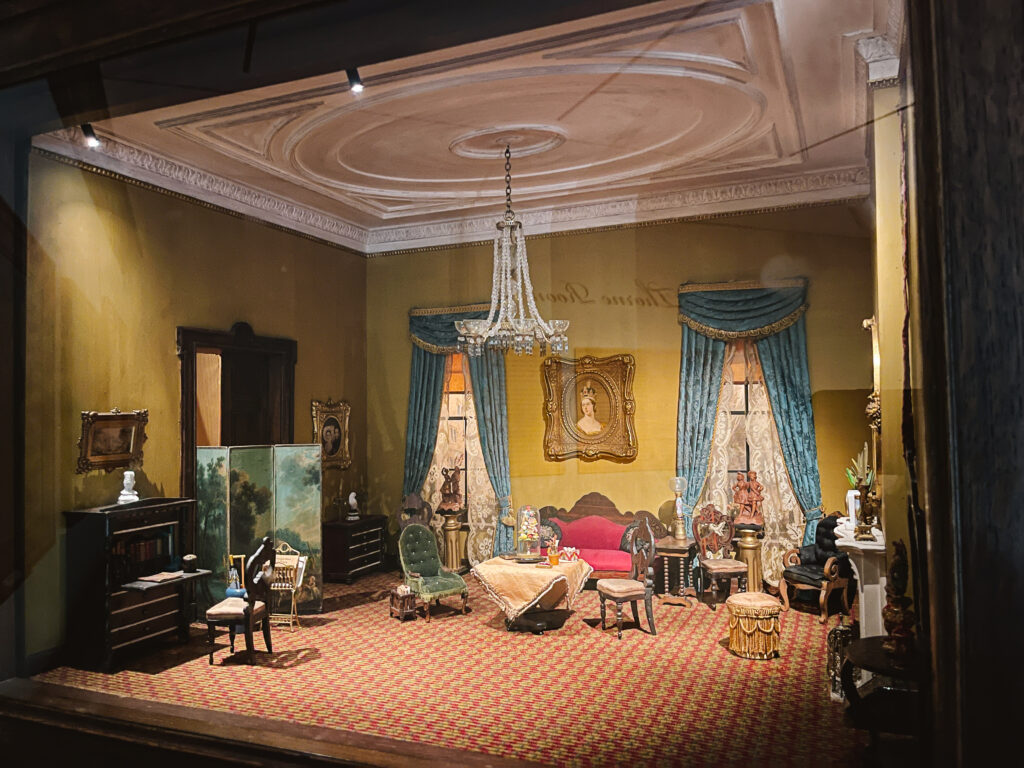 Miniature parlor room as created by miniature artist Thorne
