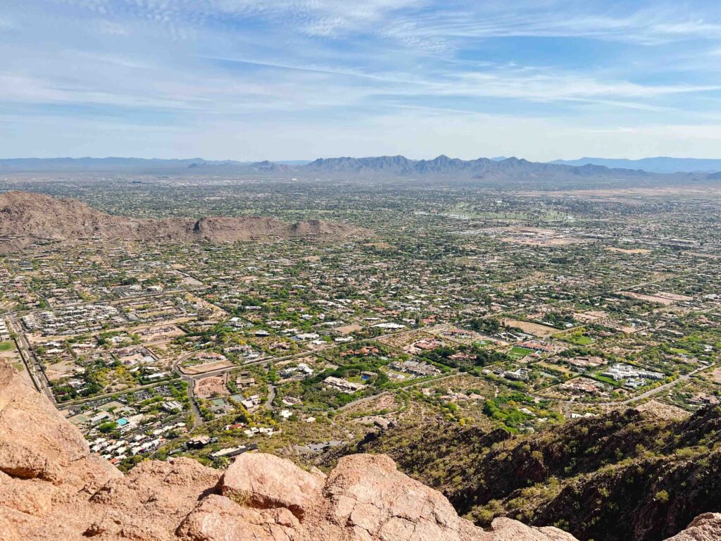 Landscape view of Phoenix valley from atop Camelback Mountain