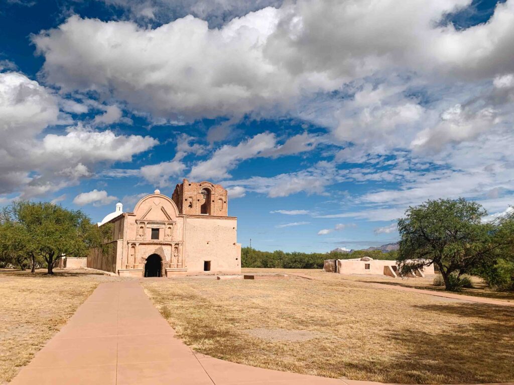 View of historic building in Tumacacori Arizona with Native American and Spanish influences