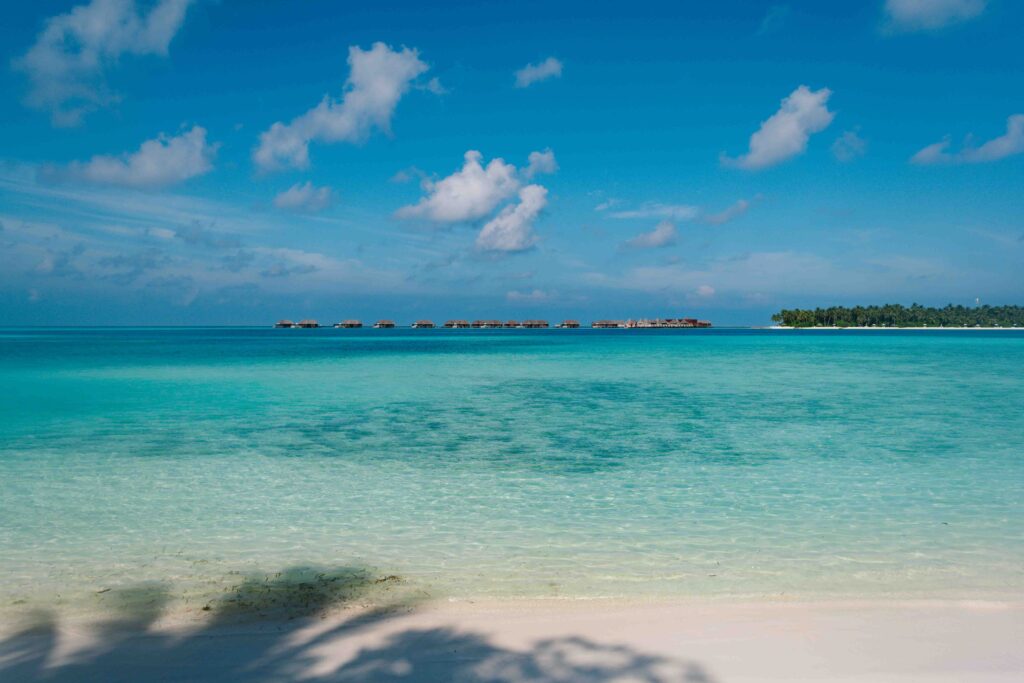 View of the turquoise picture perfect water in the Maldives