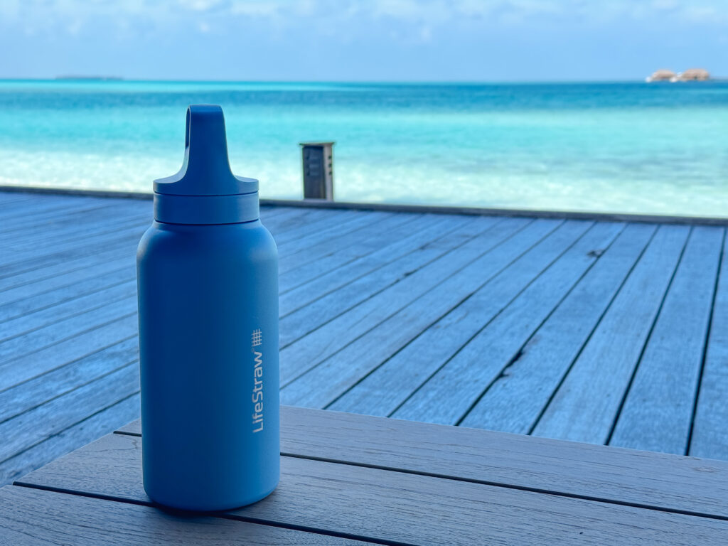 LifeStraw filtered water bottle that purifies undrinkable water